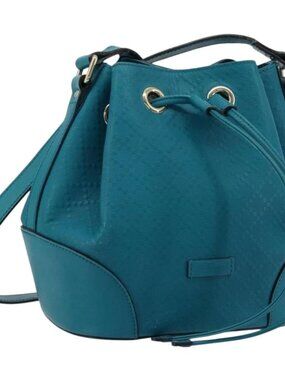 GUCCI Diamante Shoulder Bag Leather Blue Silver 354229 Auth 177084A
